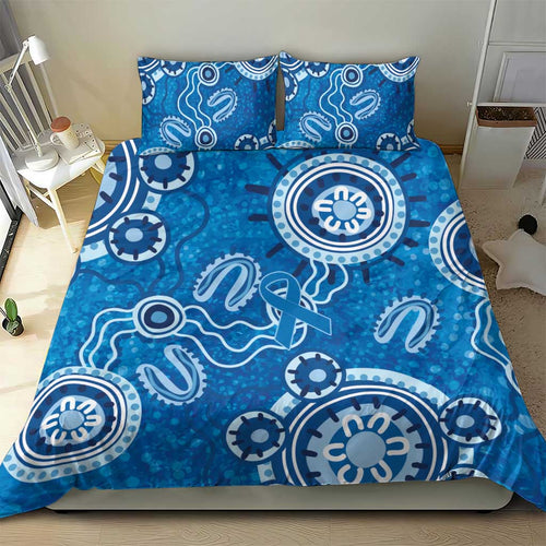 Australia Indigenous Prostate Cancer Awareness Bedding Set Blue Ribbon Aboriginal Art - Aussie Hoodie