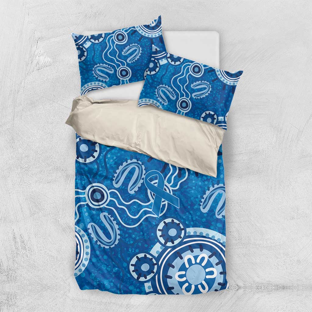 Australia Indigenous Prostate Cancer Awareness Bedding Set Blue Ribbon Aboriginal Art - Aussie Hoodie