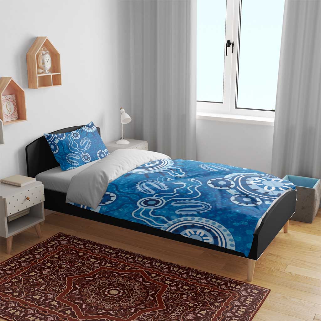 Australia Indigenous Prostate Cancer Awareness Bedding Set Blue Ribbon Aboriginal Art - Aussie Hoodie