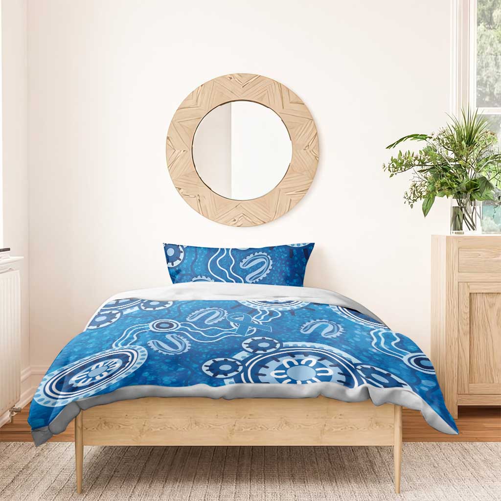 Australia Indigenous Prostate Cancer Awareness Bedding Set Blue Ribbon Aboriginal Art - Aussie Hoodie