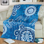 Australia Indigenous Prostate Cancer Awareness Blanket Blue Ribbon Aboriginal Art - Aussie Hoodie
