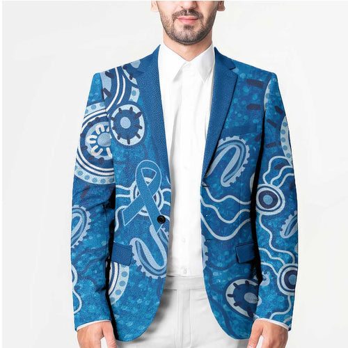 Australia Indigenous Prostate Cancer Awareness Blazer Blue Ribbon Aboriginal Art - Aussie Hoodie