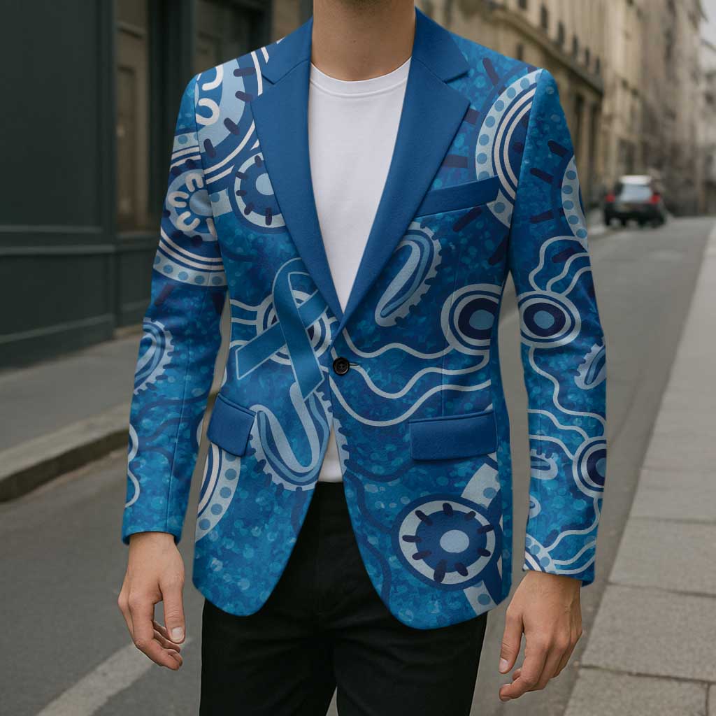Australia Indigenous Prostate Cancer Awareness Blazer Blue Ribbon Aboriginal Art - Aussie Hoodie
