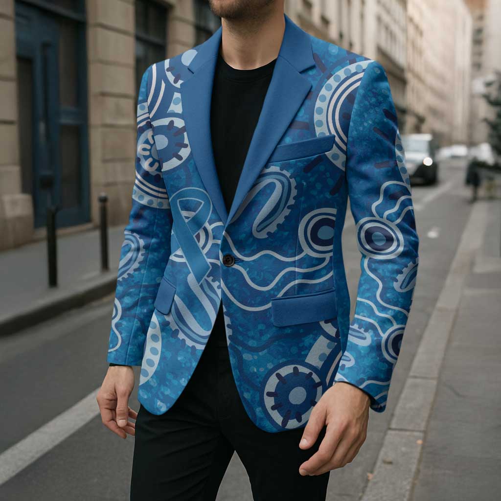 Australia Indigenous Prostate Cancer Awareness Blazer Blue Ribbon Aboriginal Art - Aussie Hoodie