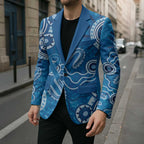 Australia Indigenous Prostate Cancer Awareness Blazer Blue Ribbon Aboriginal Art - Aussie Hoodie
