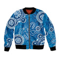 Australia Indigenous Prostate Cancer Awareness Bomber Jacket Blue Ribbon Aboriginal Art - Aussie Hoodie