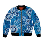 Australia Indigenous Prostate Cancer Awareness Bomber Jacket Blue Ribbon Aboriginal Art - Aussie Hoodie