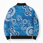 Australia Indigenous Prostate Cancer Awareness Bomber Puffer Jacket Blue Ribbon Aboriginal Art - Aussie Hoodie