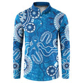 Australia Indigenous Prostate Cancer Awareness Button Sweatshirt Blue Ribbon Aboriginal Art - Aussie Hoodie