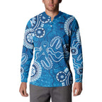 Australia Indigenous Prostate Cancer Awareness Button Sweatshirt Blue Ribbon Aboriginal Art - Aussie Hoodie