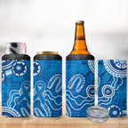 Australia Indigenous Prostate Cancer Awareness 4 in 1 Can Cooler Tumbler Blue Ribbon Aboriginal Art - Aussie Hoodie