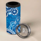 Australia Indigenous Prostate Cancer Awareness 4 in 1 Can Cooler Tumbler Blue Ribbon Aboriginal Art - Aussie Hoodie