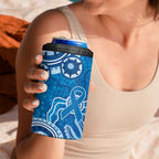 Australia Indigenous Prostate Cancer Awareness 4 in 1 Can Cooler Tumbler Blue Ribbon Aboriginal Art - Aussie Hoodie
