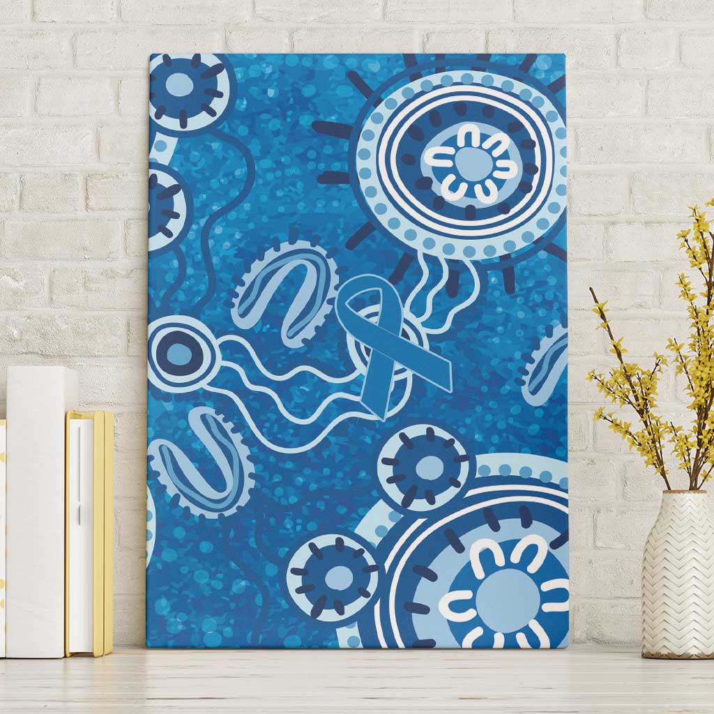 Australia Indigenous Prostate Cancer Awareness Canvas Wall Art Blue Ribbon Aboriginal Art - Aussie Hoodie