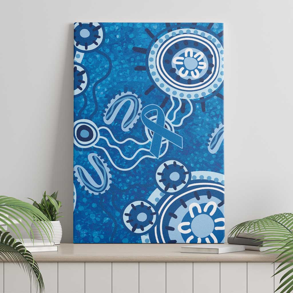 Australia Indigenous Prostate Cancer Awareness Canvas Wall Art Blue Ribbon Aboriginal Art - Aussie Hoodie
