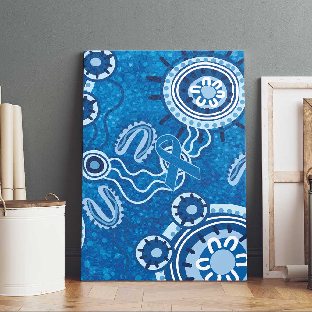 Australia Indigenous Prostate Cancer Awareness Canvas Wall Art Blue Ribbon Aboriginal Art - Aussie Hoodie