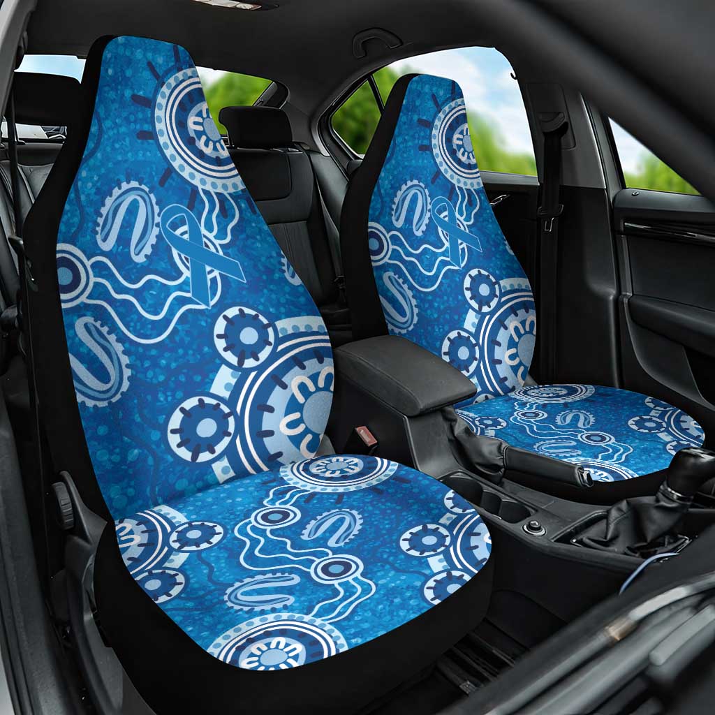 Australia Indigenous Prostate Cancer Awareness Car Seat Cover Blue Ribbon Aboriginal Art - Aussie Hoodie