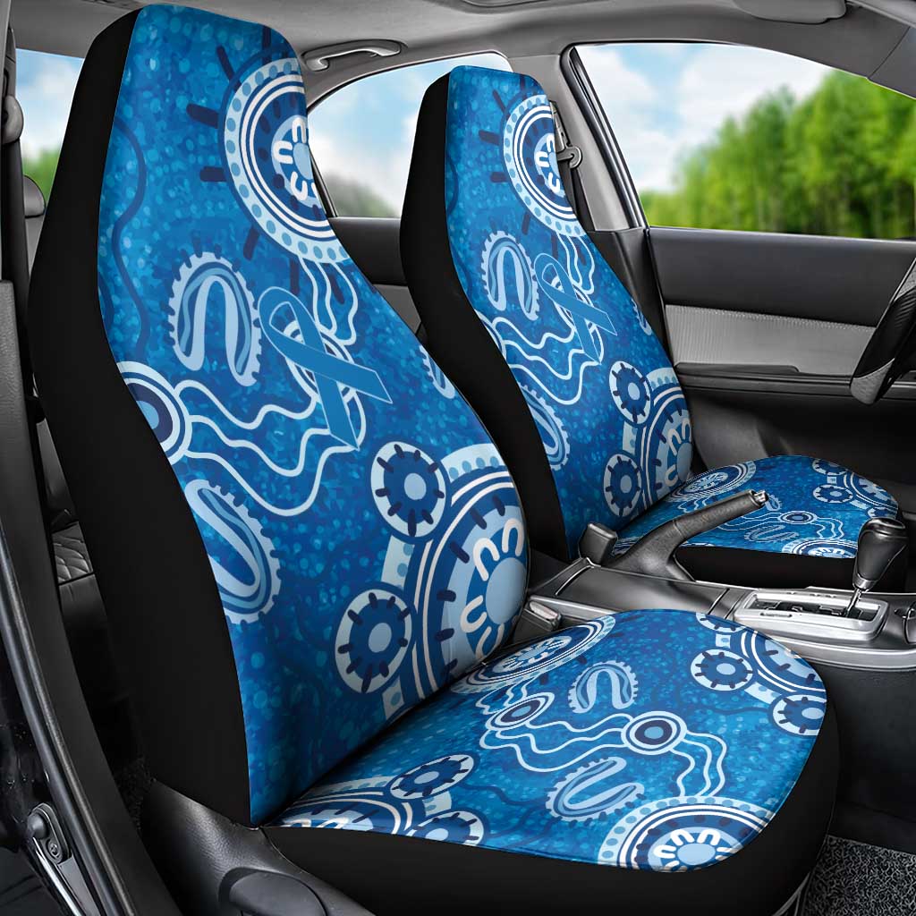Australia Indigenous Prostate Cancer Awareness Car Seat Cover Blue Ribbon Aboriginal Art - Aussie Hoodie