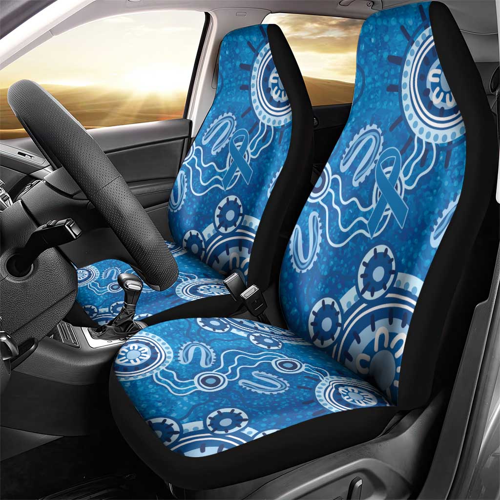 Australia Indigenous Prostate Cancer Awareness Car Seat Cover Blue Ribbon Aboriginal Art - Aussie Hoodie