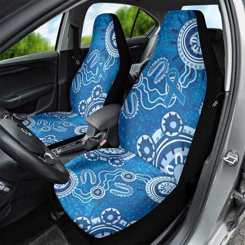 Australia Indigenous Prostate Cancer Awareness Car Seat Cover Blue Ribbon Aboriginal Art - Aussie Hoodie