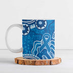 Australia Indigenous Prostate Cancer Awareness Ceramic Mug Blue Ribbon Aboriginal Art - Aussie Hoodie