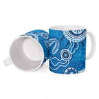 Australia Indigenous Prostate Cancer Awareness Ceramic Mug Blue Ribbon Aboriginal Art - Aussie Hoodie