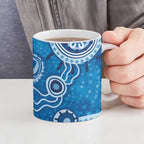 Australia Indigenous Prostate Cancer Awareness Ceramic Mug Blue Ribbon Aboriginal Art - Aussie Hoodie