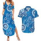 Australia Indigenous Prostate Cancer Awareness Couples Matching Summer Maxi Dress and Hawaiian Shirt Blue Ribbon Aboriginal Art - Aussie Hoodie