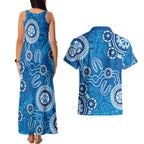 Australia Indigenous Prostate Cancer Awareness Couples Matching Tank Maxi Dress and Hawaiian Shirt Blue Ribbon Aboriginal Art - Aussie Hoodie