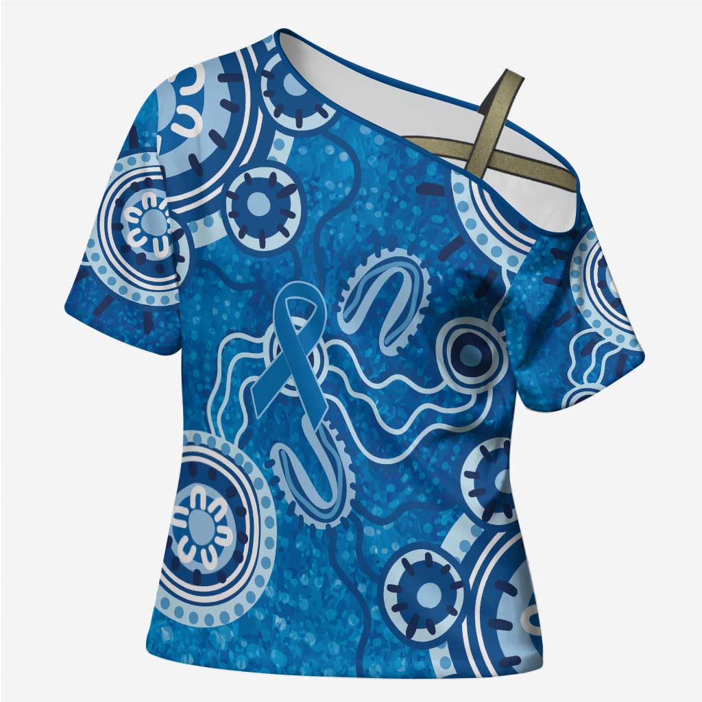 Australia Indigenous Prostate Cancer Awareness Cross Shoulder Shirt Blue Ribbon Aboriginal Art - Aussie Hoodie