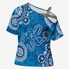 Australia Indigenous Prostate Cancer Awareness Cross Shoulder Shirt Blue Ribbon Aboriginal Art - Aussie Hoodie