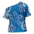 Australia Indigenous Prostate Cancer Awareness Cross Shoulder Shirt Blue Ribbon Aboriginal Art - Aussie Hoodie