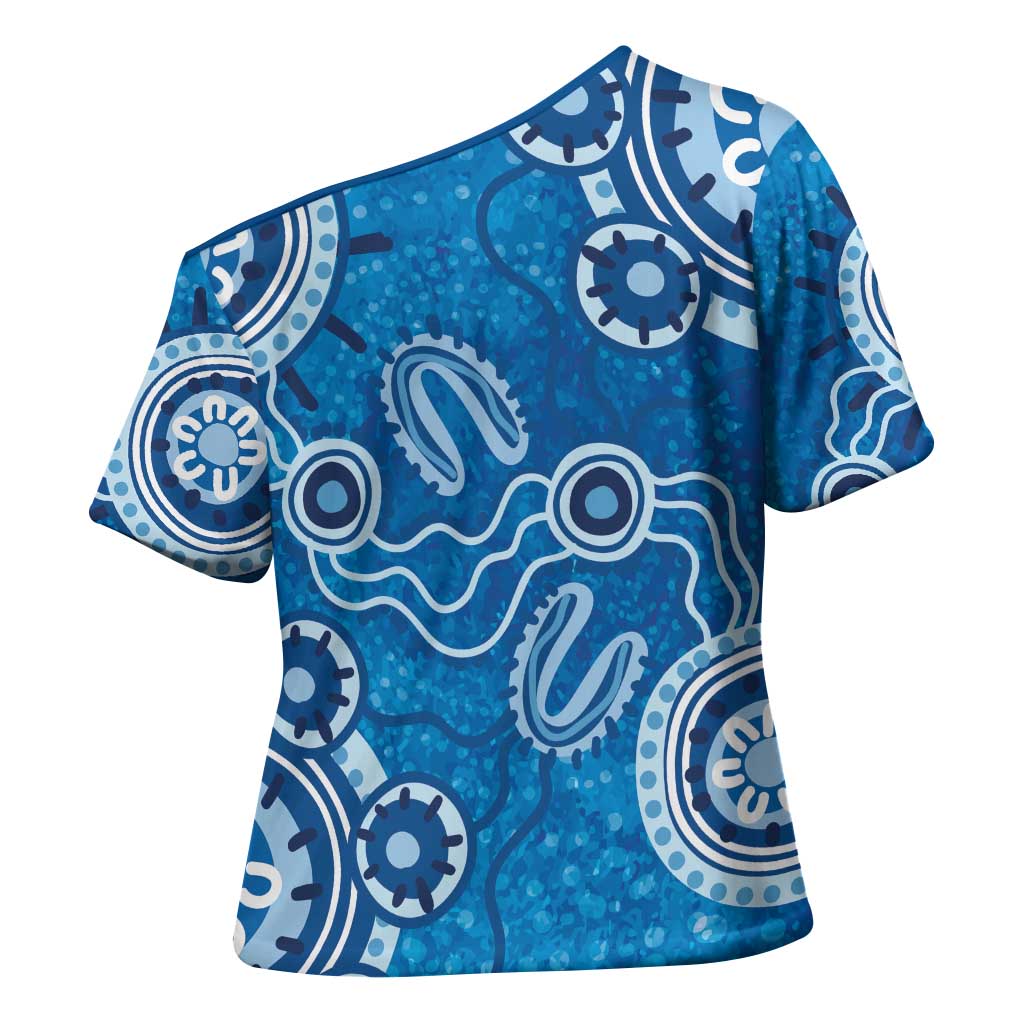 Australia Indigenous Prostate Cancer Awareness Cross Shoulder Shirt Blue Ribbon Aboriginal Art - Aussie Hoodie