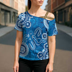 Australia Indigenous Prostate Cancer Awareness Cross Shoulder Shirt Blue Ribbon Aboriginal Art - Aussie Hoodie