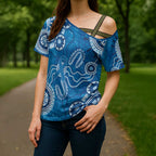 Australia Indigenous Prostate Cancer Awareness Cross Shoulder Shirt Blue Ribbon Aboriginal Art - Aussie Hoodie
