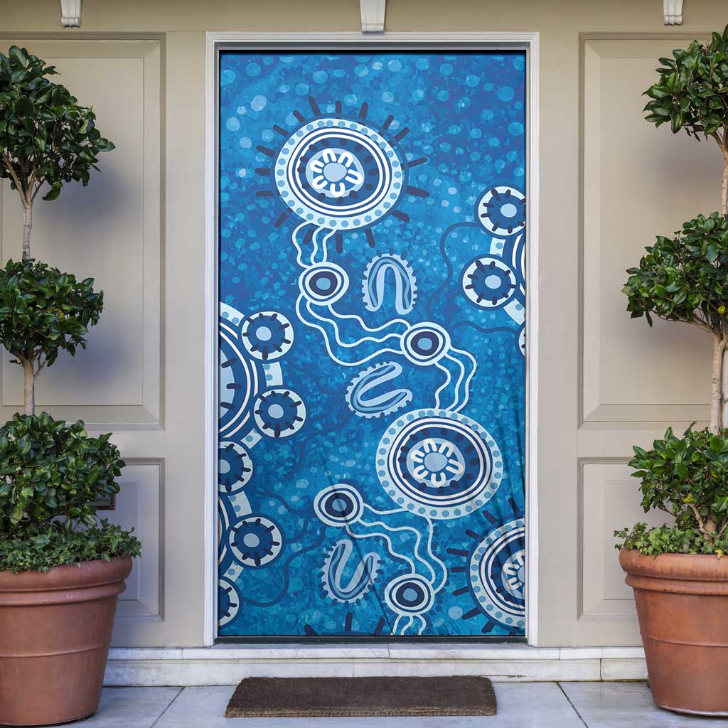 Australia Indigenous Prostate Cancer Awareness Door Cover Blue Ribbon Aboriginal Art - Aussie Hoodie