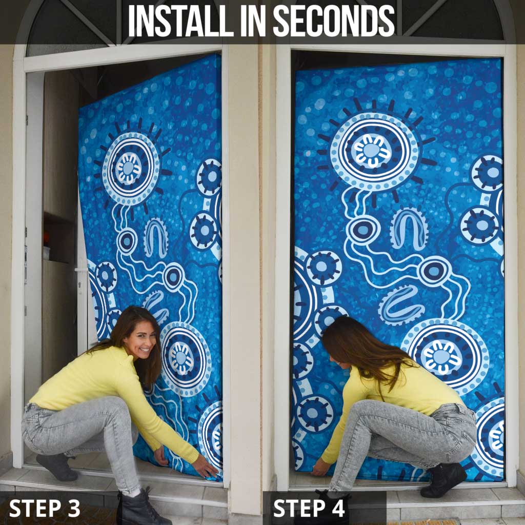 Australia Indigenous Prostate Cancer Awareness Door Cover Blue Ribbon Aboriginal Art - Aussie Hoodie