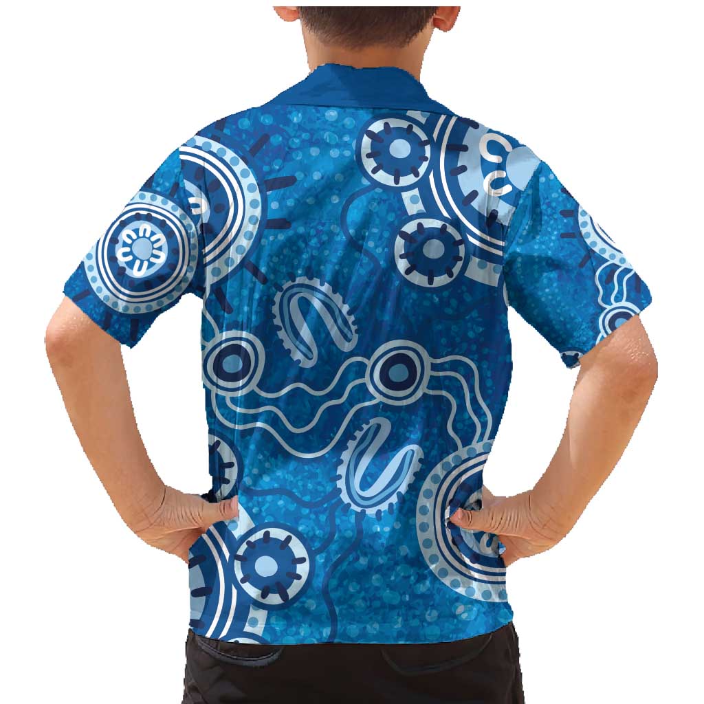 Australia Indigenous Prostate Cancer Awareness Family Matching Mermaid Dress and Hawaiian Shirt Blue Ribbon Aboriginal Art - Aussie Hoodie