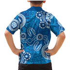 Australia Indigenous Prostate Cancer Awareness Family Matching Mermaid Dress and Hawaiian Shirt Blue Ribbon Aboriginal Art - Aussie Hoodie