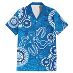 Australia Indigenous Prostate Cancer Awareness Family Matching Mermaid Dress and Hawaiian Shirt Blue Ribbon Aboriginal Art - Aussie Hoodie