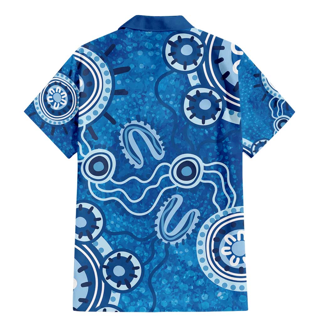 Australia Indigenous Prostate Cancer Awareness Family Matching Mermaid Dress and Hawaiian Shirt Blue Ribbon Aboriginal Art - Aussie Hoodie