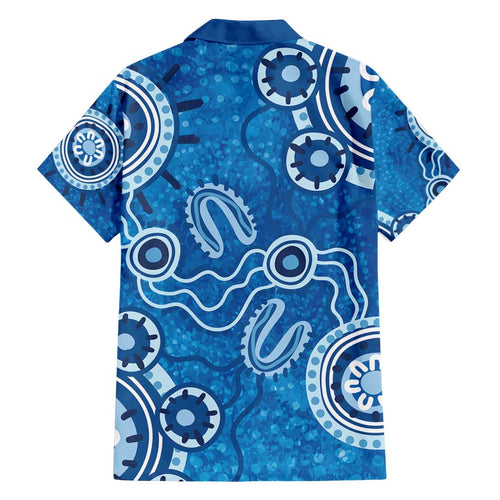 Australia Indigenous Prostate Cancer Awareness Family Matching Puletasi and Hawaiian Shirt Blue Ribbon Aboriginal Art - Aussie Hoodie