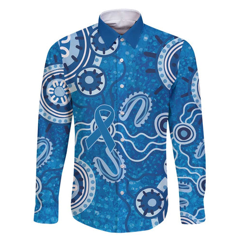 Australia Indigenous Prostate Cancer Awareness Family Matching Puletasi and Hawaiian Shirt Blue Ribbon Aboriginal Art - Aussie Hoodie