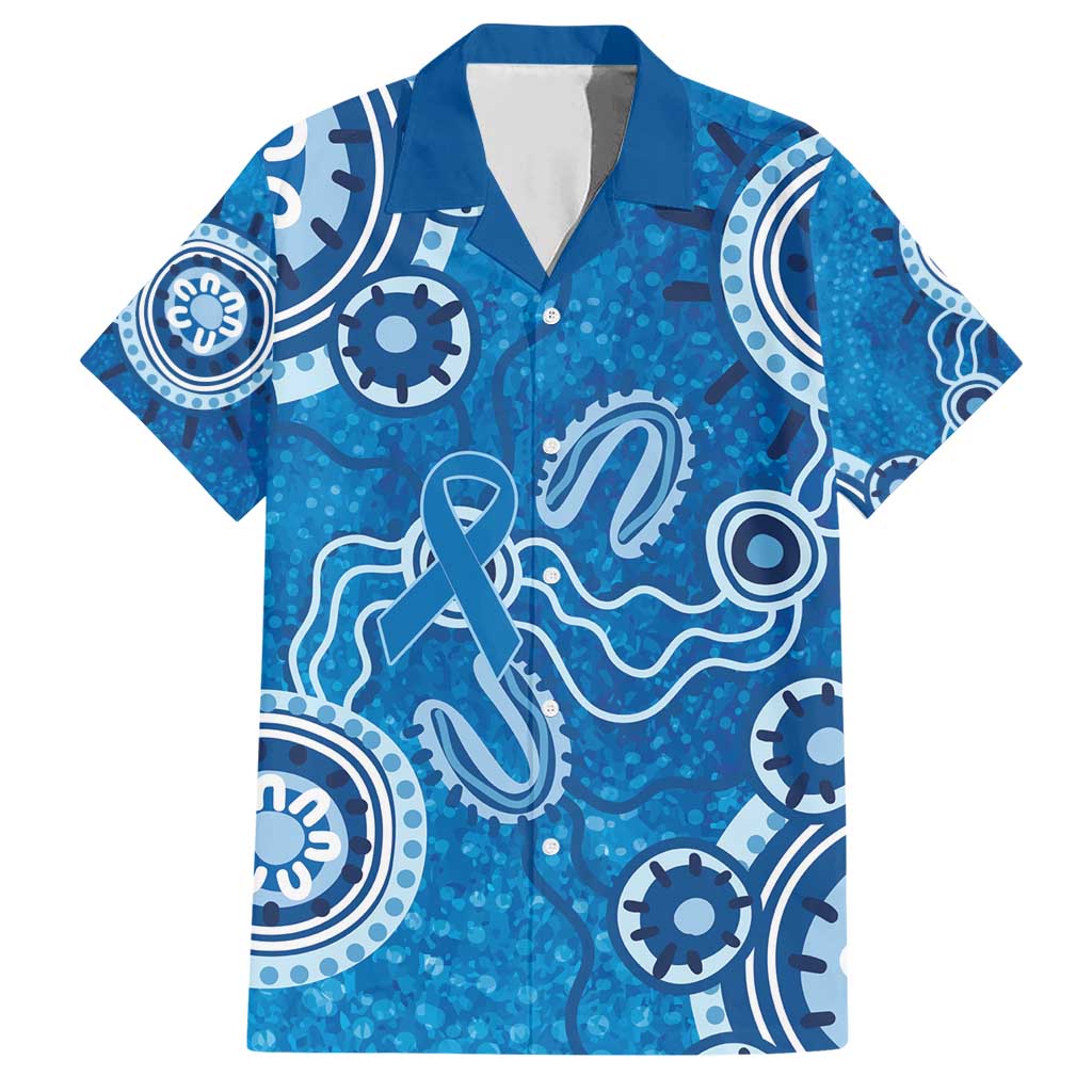 Australia Indigenous Prostate Cancer Awareness Family Matching Short Sleeve Bodycon Dress and Hawaiian Shirt Blue Ribbon Aboriginal Art - Aussie Hoodie
