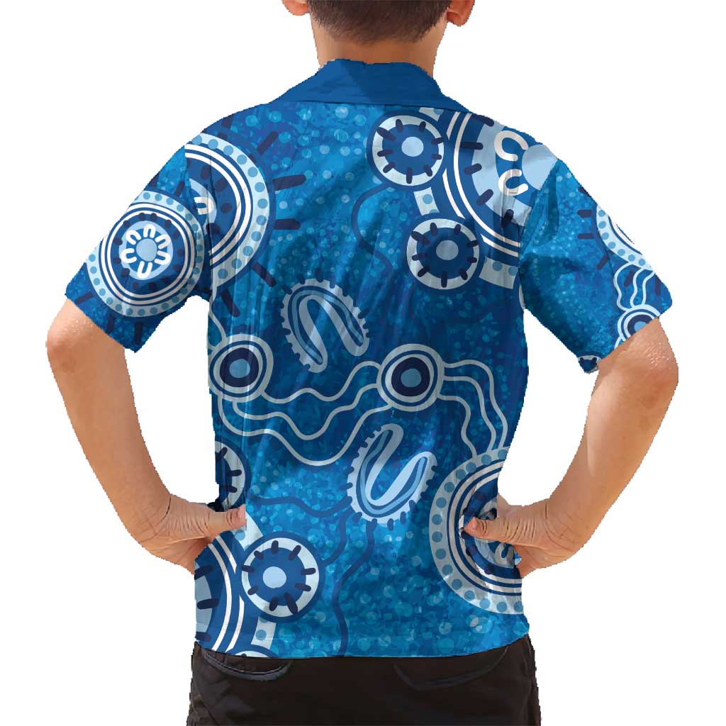 Australia Indigenous Prostate Cancer Awareness Family Matching Summer Maxi Dress and Hawaiian Shirt Blue Ribbon Aboriginal Art - Aussie Hoodie