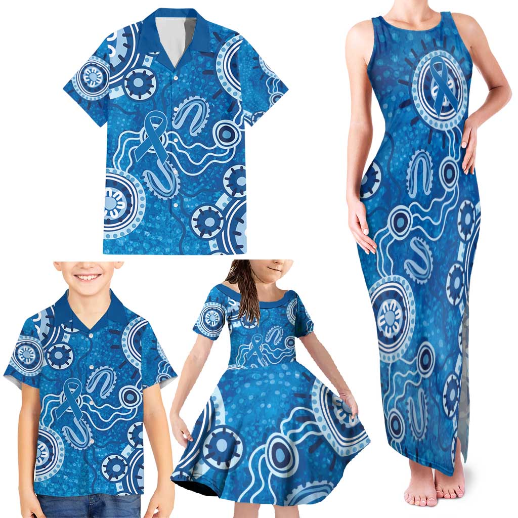 Australia Indigenous Prostate Cancer Awareness Family Matching Tank Maxi Dress and Hawaiian Shirt Blue Ribbon Aboriginal Art - Aussie Hoodie