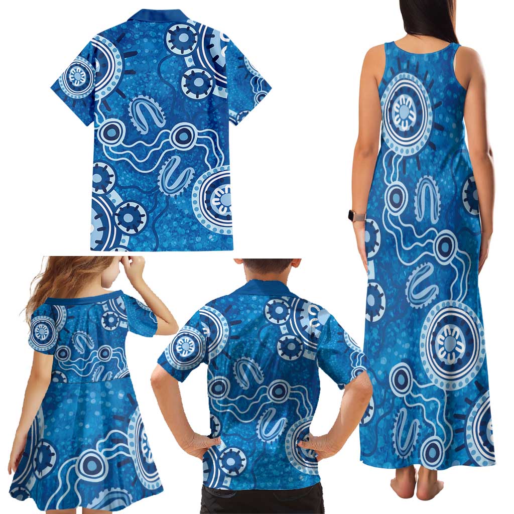 Australia Indigenous Prostate Cancer Awareness Family Matching Tank Maxi Dress and Hawaiian Shirt Blue Ribbon Aboriginal Art - Aussie Hoodie