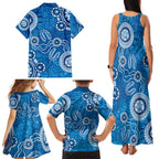 Australia Indigenous Prostate Cancer Awareness Family Matching Tank Maxi Dress and Hawaiian Shirt Blue Ribbon Aboriginal Art - Aussie Hoodie