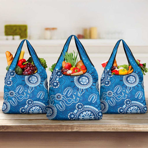 Australia Indigenous Prostate Cancer Awareness Grocery Bag Blue Ribbon Aboriginal Art - Aussie Hoodie