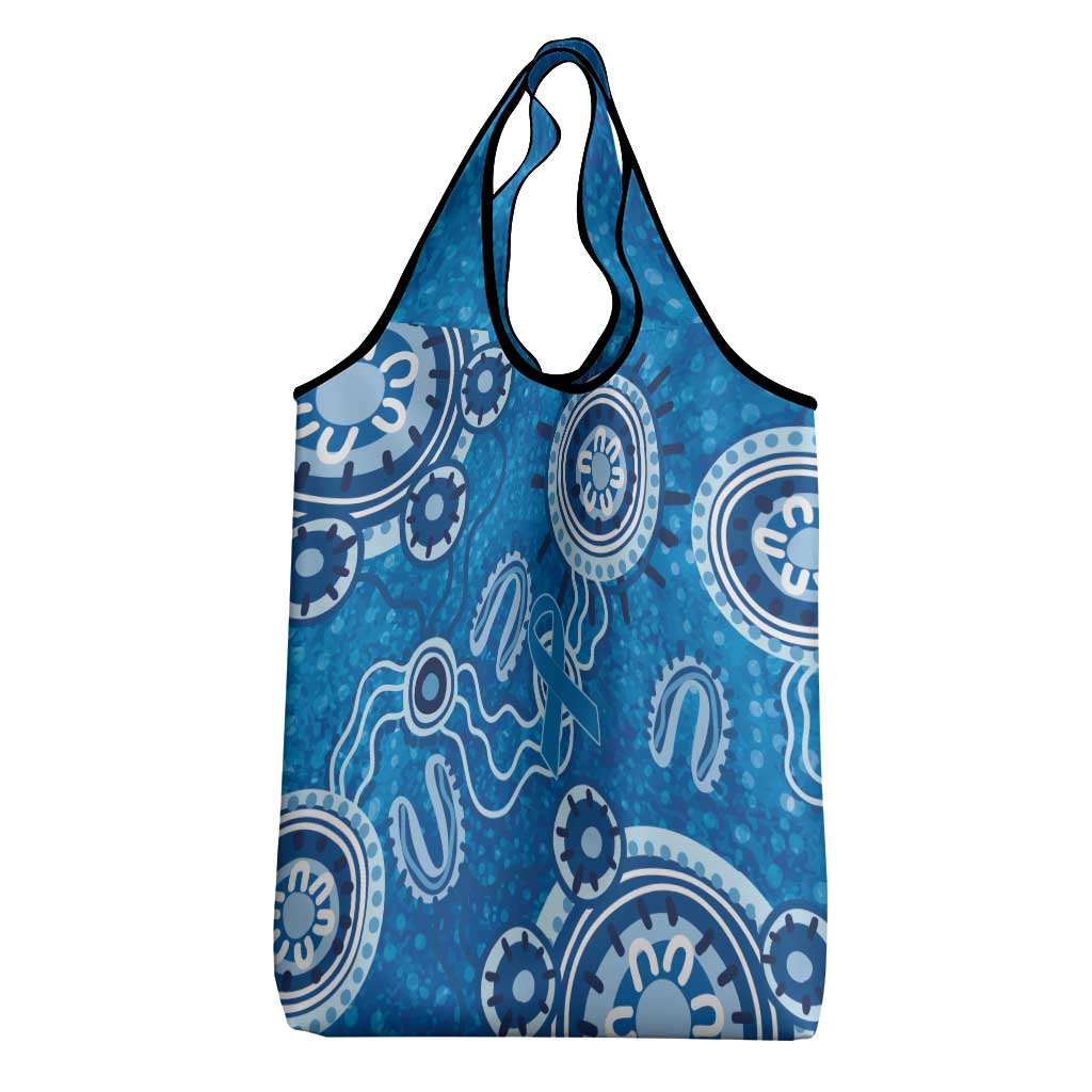 Australia Indigenous Prostate Cancer Awareness Grocery Bag Blue Ribbon Aboriginal Art - Aussie Hoodie